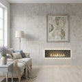 Volcanic Gray Limestone Tile 24x24 Honed 5/8 inch — Living Room feature wall