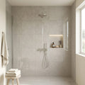 Volcanic Gray Limestone Tile 24x24 Polished 5/8 inch — Bathroom shower wall