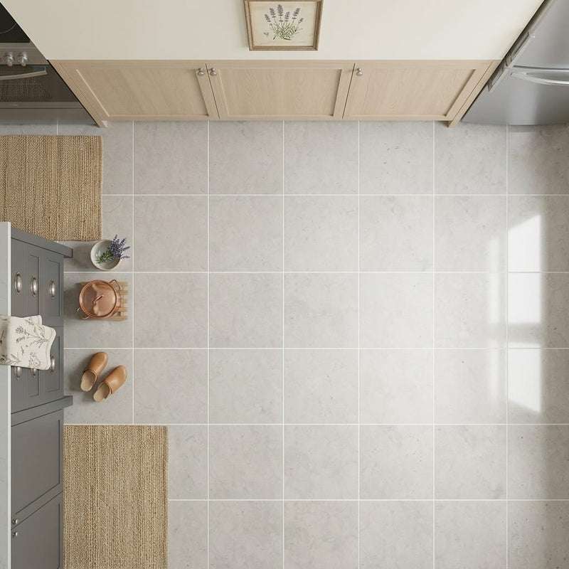 Volcanic Gray Limestone Tile 24x24 Polished 5/8 inch — Kitchen floor