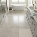 Volcanic Gray Limestone Tile 24x24 Polished 5/8 inch — Primary Bath floor