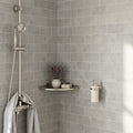 Volcanic Gray Limestone Tile 3x6 Honed 3/8 inch — Bathroom shower wall