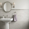 Volcanic Gray Limestone Tile 3x6 Honed 3/8 inch — Powder Room wainscot