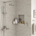 Volcanic Gray Limestone Tile 3x6 3/8 In — Bathroom shower wall