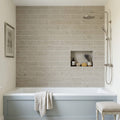 Volcanic Gray Limestone Tile 4x20 5/8 inch 4x24 — Bathroom tub surround