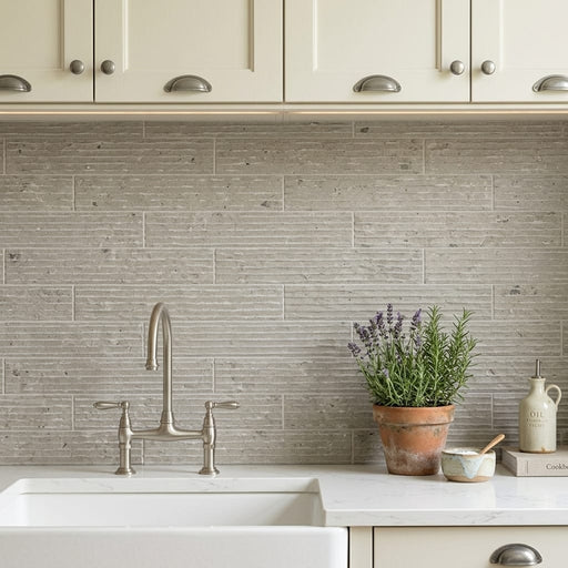 Volcanic Gray Limestone Tile 4x20 5/8 inch 4x24 — Kitchen backsplash