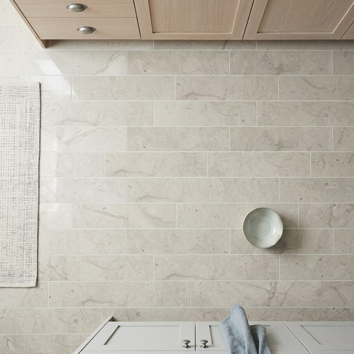 Volcanic Gray Limestone Tile 8x36 Polished 5/8 inch — Kitchen floor
