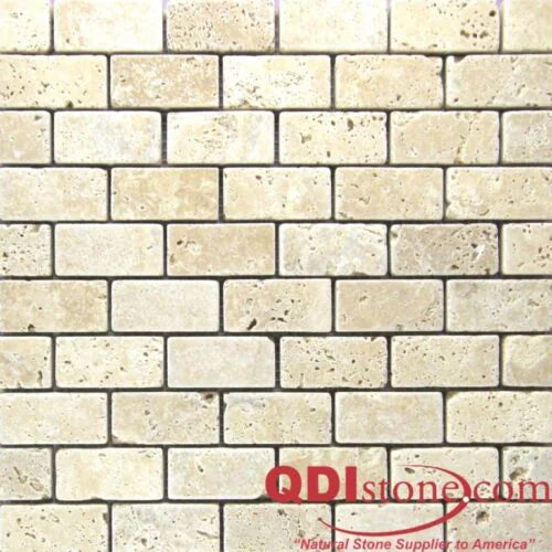 Walnut 2x2 Tumbled Travertine Mosaic Tile