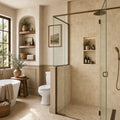 Walnut 4x4 Tumbled Travertine Tile — Bathroom shower wall accent band