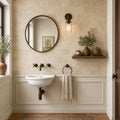 Walnut 4x4 Tumbled Travertine Tile — Powder Room wall