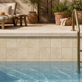 Walnut 4x4 Tumbled Travertine Tile — Swimming Pool waterline