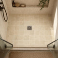 Walnut 6x6 Tumbled Travertine Tile — Bathroom shower floor