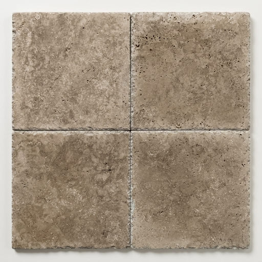 Walnut Brushed Chiseled 18x18 Travertine Tile close-up