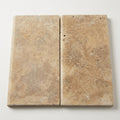 Walnut Bullnose Tumbled 12x24 2" Travertine Pool Coping close-up