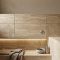 Walnut Bullnose Tumbled 12x24 2" Travertine Pool Coping — Spa spa overhang edge