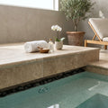 Walnut Bullnose Tumbled 16x24 2" Travertine Pool Coping — Spa spa overhang edge