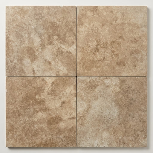 Walnut Filled Honed 18x18 Travertine Tile close-up