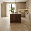 Walnut Filled Honed 18x18 Travertine Tile — Kitchen floor