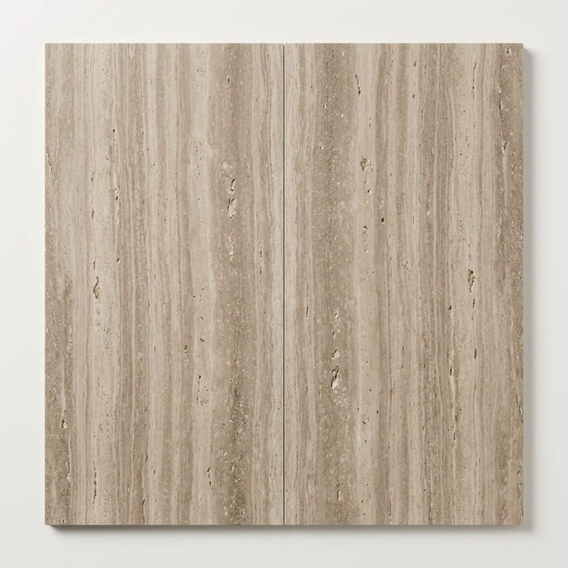 Walnut Filled Honed Vein Cut 12x24 Travertine Tile close-up
