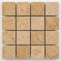 Walnut Travertine 1x1 Tumbled Travertine Mosaic close-up