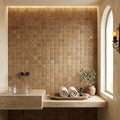 Walnut Travertine 1x1 Tumbled Travertine Mosaic — Spa spa interior
