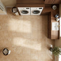 Walnut Travertine 12x12 Filled & Honed Travertine Tile — Laundry Room floor