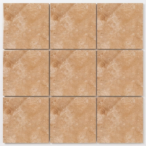 Walnut Travertine 12x12 Filled & Polished Travertine Tile close-up
