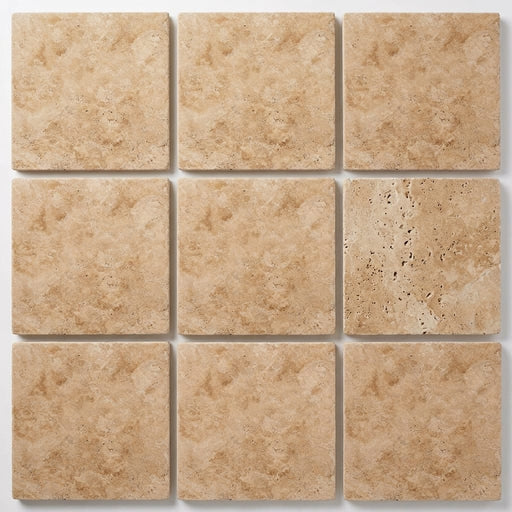Walnut Travertine 12x12 Tumbled Travertine Tile close-up