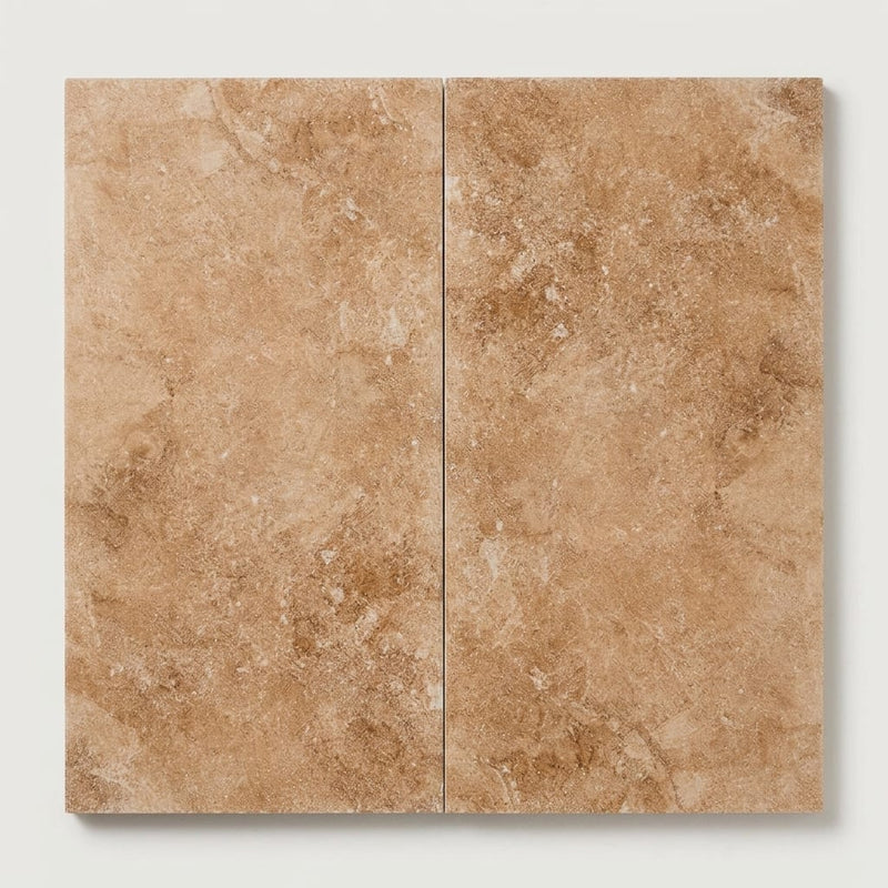 Walnut Travertine 12x24 Filled & Honed Travertine Tile close-up