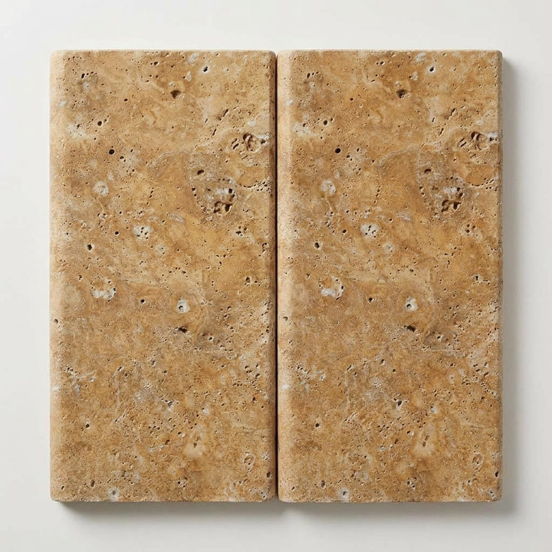 Walnut Travertine 12x24 Tumbled Travertine close-up