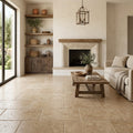 Walnut Travertine 12x24 Tumbled Travertine tile — Living Room floor