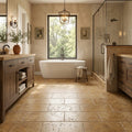 Walnut Travertine 12x24 Tumbled Travertine tile — Primary Bath floor