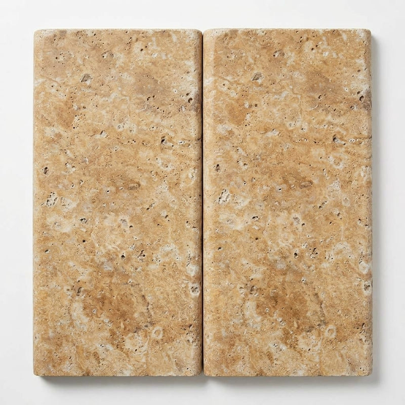 Walnut Travertine 12x24 Tumbled Travertine close-up