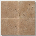 Walnut Travertine 16x16 Unfilled, Brushed & Chiseled Travertine Tile close-up