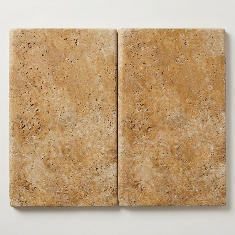 Walnut Travertine 16x24 Tumbled Travertine close-up