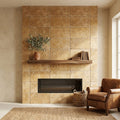 Walnut Travertine 16x24 Tumbled Travertine tile — Living Room fireplace surround