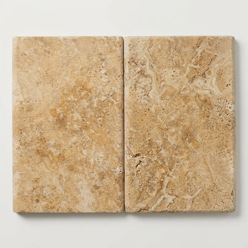 Walnut Travertine 16x24 Tumbled Travertine close-up