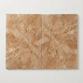 Walnut Travertine 16x24 Unfilled, Brushed & Chiseled Travertine Tile close-up