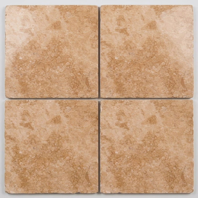 Walnut Travertine 18x18 Filled & Polished Travertine Tile close-up