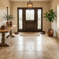 Walnut Travertine 18x18 Tumbled Travertine Tile — Foyer floor