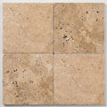 Walnut Travertine 18x18 Unfilled, Brushed & Chiseled Travertine Tile close-up