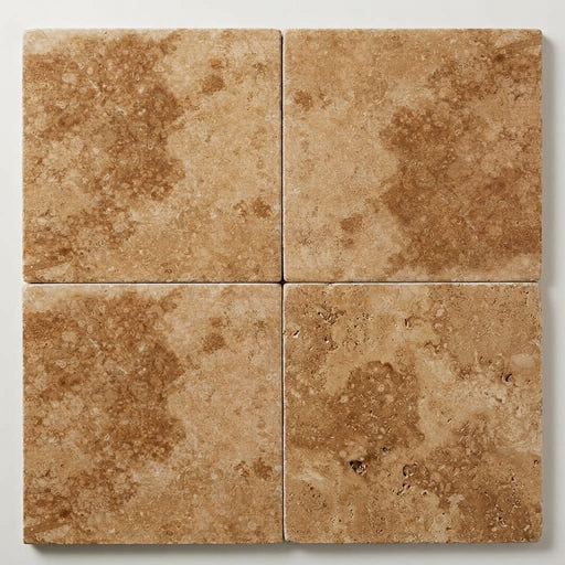 Walnut Travertine 24x24 Tumbled Travertine Paver close-up