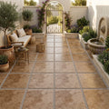 Walnut Travertine 24x24 Tumbled Travertine Paver — Courtyard paving