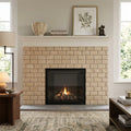 Walnut Travertine 3x6 Honed Travertine Tile — Living Room fireplace surround