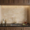 Walnut Travertine 3x6 Honed Travertine Tile — Wet Bar backsplash