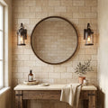 Walnut Travertine 3x6 Tumbled Travertine Tile — Bathroom wall