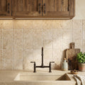 Walnut Travertine 4x4 Tumbled Travertine Tile — Kitchen backsplash