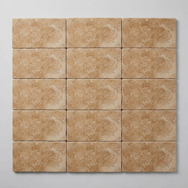 Walnut Travertine 6x12 Tumbled Travertine Tile close-up