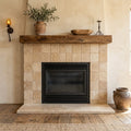Walnut Travertine 6x6 Tumbled Travertine Tile — Living Room fireplace surround