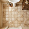 Walnut Travertine 6x6 Tumbled Travertine Tile — Powder Room floor