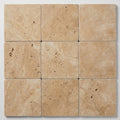 Walnut Travertine 9x9 Honed Travertine Shelf Shower Corner Shelf close-up